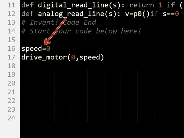 Starting with a new program, make a new variable called speed and set it to 0.