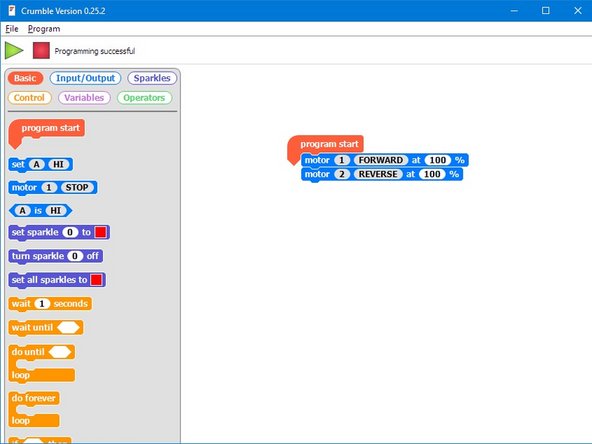You may have worked this out already, but we can actually make our robot spin on the spot if we want to!