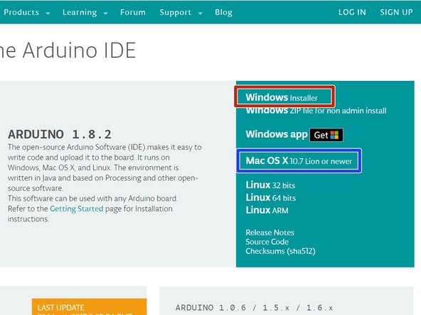 The first step is to download the software from the Arduino website.