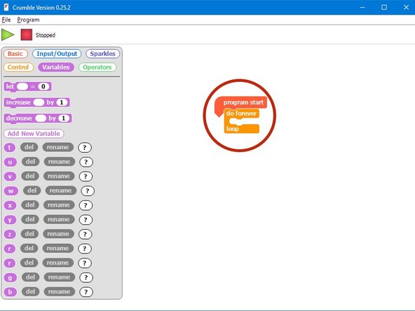 Our program needs to always be updating the colour of the Sparkles, so when the variables change, the Sparkles change too!