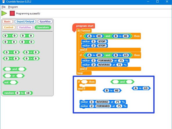 Add some more blocks to your program to check the sensors and turn left if we need to!