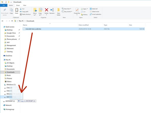 All we need to do is copy the HEX file to the MICROBIT drive!