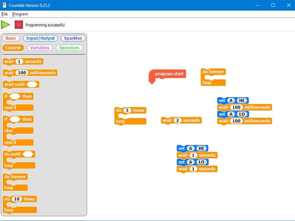 Your program should flash the sequence of dots and dashes required for the letters SOS - for bonus points put it in a loop to make it flash SOS forever!