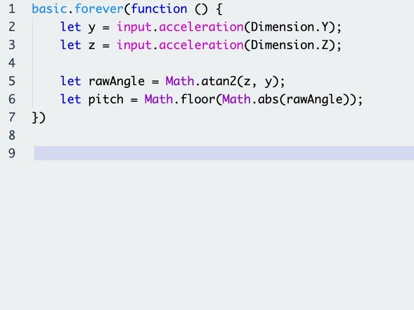 To start out in TypeScript, let's write a simple program which will use the micro:bit's accelerometer and the LED module to work as a digital spirit level.