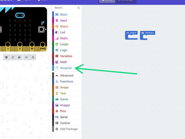 In the box that appears, click on neopixel.
