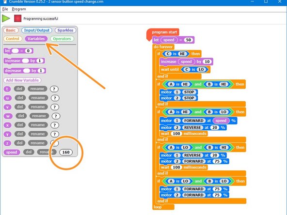 You may have noticed that if you press the switch lots of times, strange things start to happen when the speed goes over 100.