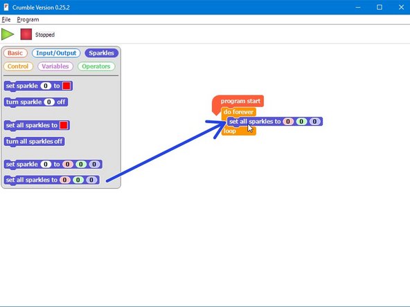 We will need a do forever loop for this - drag one into your program.