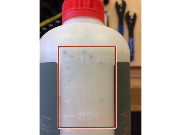 Use the CC gauge on the bottle to measure the correct amount of sealant.