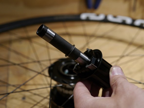 You should now have the axle, freehub spacer (not used with the XD driver), freehub body and freehub shim installed on the axle.