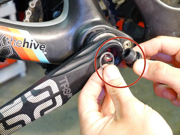 Be sure to remove the bolt and the washer from the crank arm