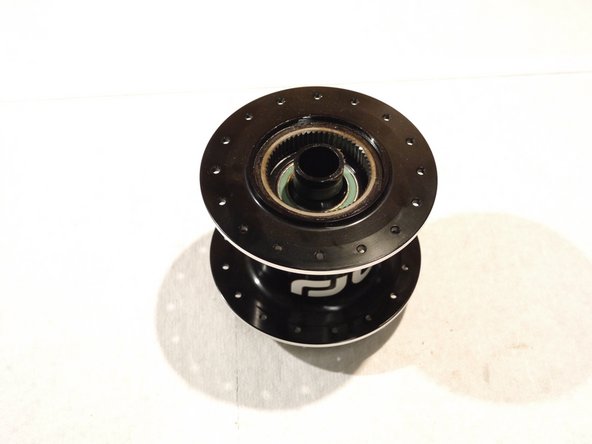 At this point the hub is most of the way apart, you can service bearings, replace worn parts or just clean things up