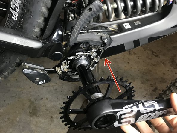 Slide the driveside arm and spindle assembly through the BB. Do not use a hammer as this may damage the bearings