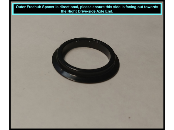 Microspline™ freehubs require an outer washer/spacer. These are directional and the side shown in the second image should be facing away from your freehub body towards the Driveside (R) Axle-end.