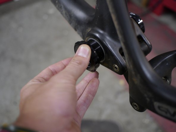 Install the non-drive side BB cup making sure the center tube is properly aligned