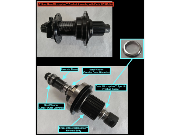 Microspline™ freehubs require an outer washer/spacer. These are directional and the side shown in the second image should be facing away from your freehub body towards the Driveside (R) Axle-end.