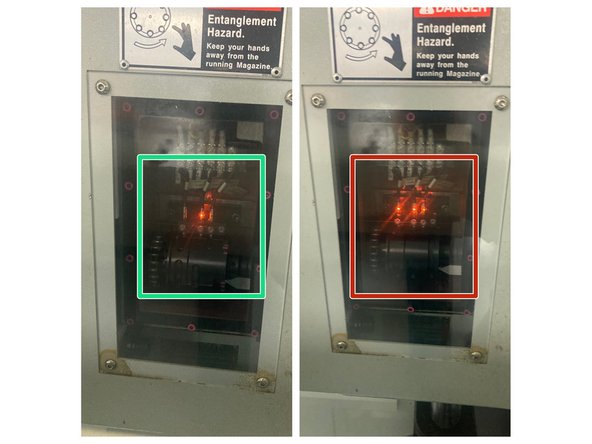 Look at the LEDs on the ATC through the window on the front of the ATC. User should check this to verify that ARM is successfully returned to home position.