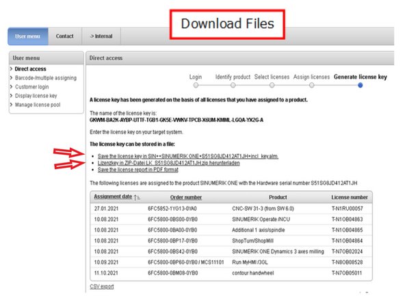 Download Files alm and zip. These are emailed to the local FST updating the CNC.