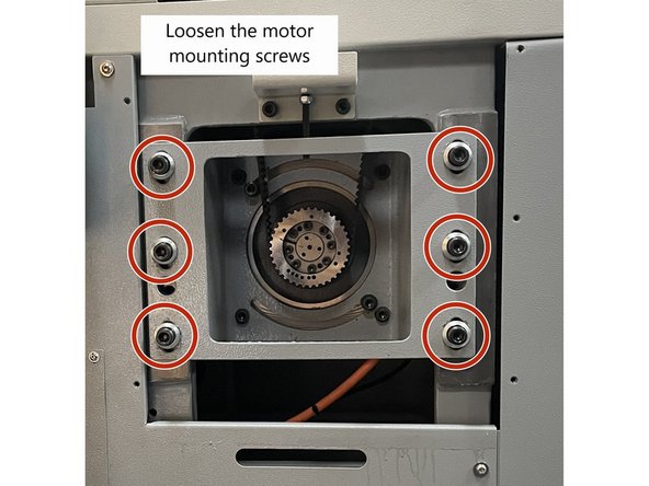 Loosen the six(6) motor mounting screws.