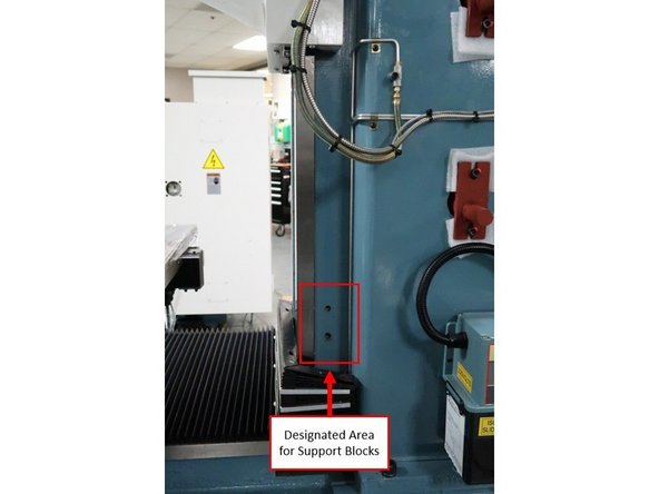 Once the installation of the counterweight support is complete, make sure that the head is directly above the center of the worktable, and that the measurement for the placement of the head within the X-Axis is at equal distance on both sides.