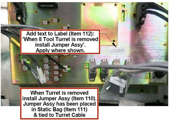 Zip tie 25 pin jumper to drive cable for turret as shown in image 3.