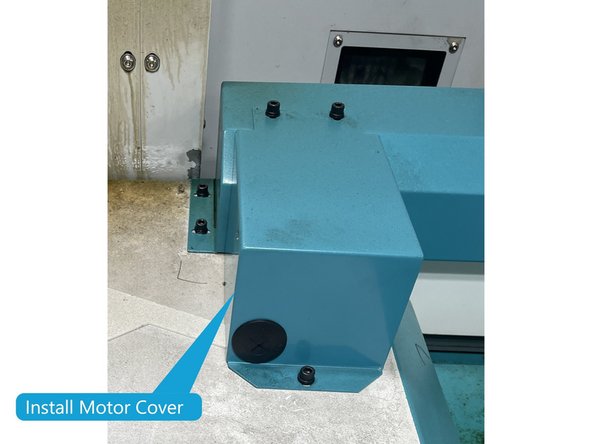 Now install the belt cover and verify that the end of the brush is inside of the cover, if not remove the cover, adjust the brush and reinstall the cover.  See Photo 2