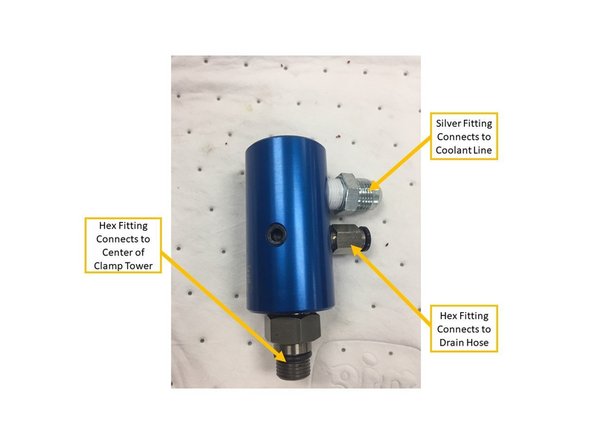 The Rotary Joint connects the coolant line to the top of the spindle, which allows coolant to flow down through the spindle and into the cutting tool.