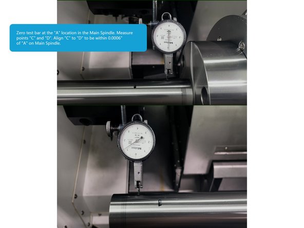 Depending on whether the spindle requires a counterclockwise or clockwise adjustment, choose a pair of screws to tighten or loosen to adjust the headstock.