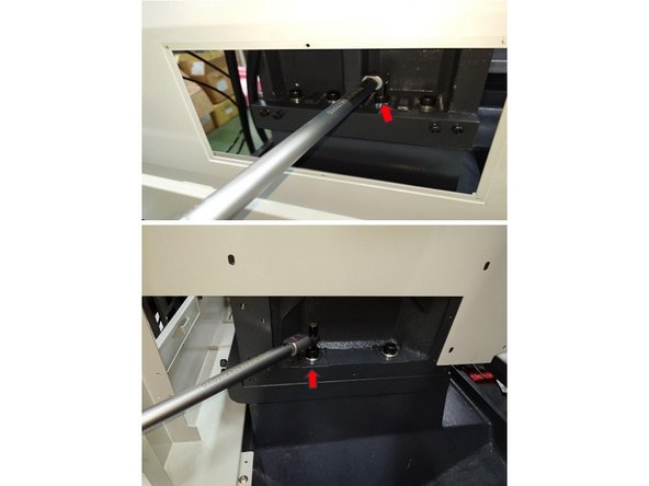 Once the horizontal accuracy is back in alignment retorque the mounting screws to 195 ft-lbs (2700 kgf.cm) Recheck the horizontal accuracy to verify it didn't change when the spindle mounting screws were torqued.