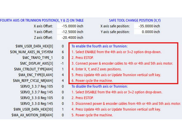 If the Trunnion is not enabled, follow the procedure on the [TrakMT Options] screen.