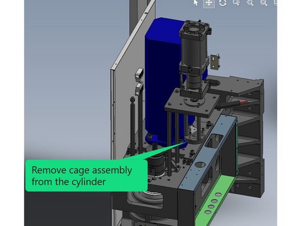 Unscrew and remove the cage from the air cylinder (left-hand thread).