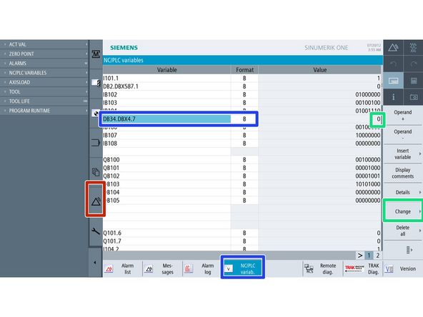 To reference S2 spindle, you will need to Press the Triangle on the left side of the screen to enter the diagnostics page. From there you can change the status of one of the bits from axis MSP2 data block.