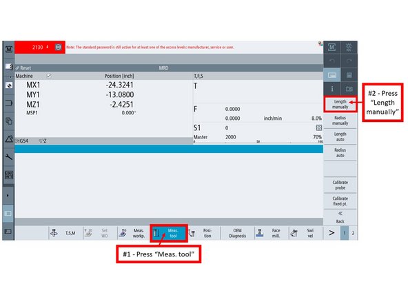 Press [Meas. tool], then press [Length manually].