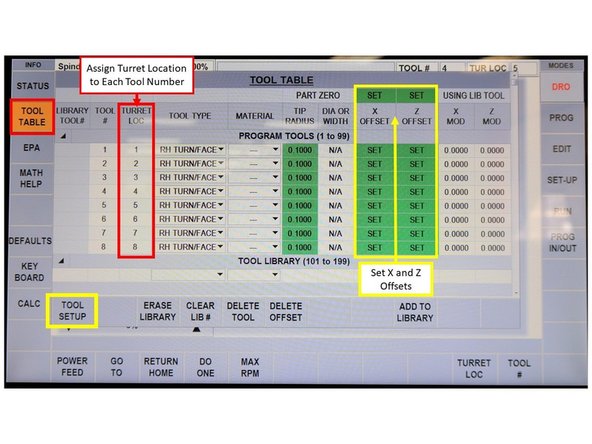 Go into DRO Mode, and go to TOOL TABLE.