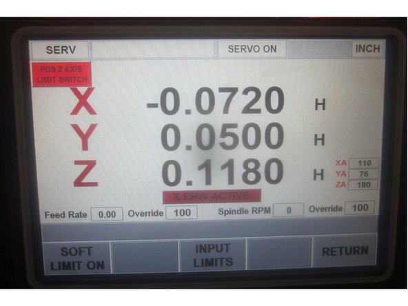 Go to service code 505 and slowly raise Z  until the limit switch lights. Note the index angle number. If the number is within spec ( 180 + or - 45 (135-225) proceed to step 10. If the number is out of spec adjust the index angle.