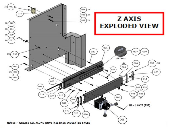 Install the Proximity Sensors pair (Part Number 7) into the Base Rail (Part Number1) using the holes matching the location of the sensor wires on the spindle side cover as shown.