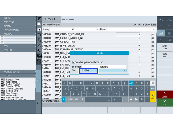 [Setup]-&gt;[Machine Data]-&gt;[Axis MD] Then use the [Axis+] or [Axis-] Key to toggle to the 4th Axis MA1