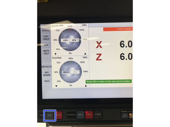 Press GO critical key on lower left corner of Pendant and turret will move to desired location.
