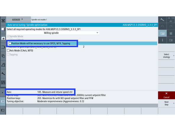 If this is the first time running Auto Tune on the spindle: