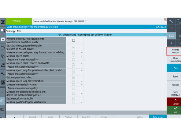 Press [Copy to custom], then press [Yes] to confirm copying the predefined strategy to the custom strategy.