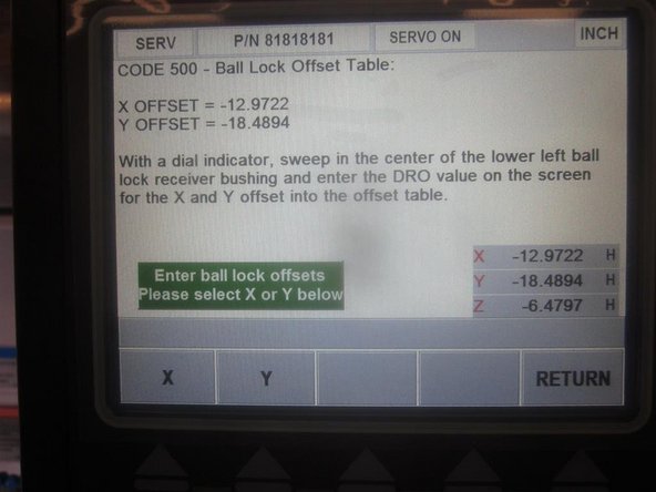 Go to service code 500 to check the front LH ball lock location.