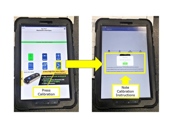 Place the digital level on a clean granite surface, and turn it on.