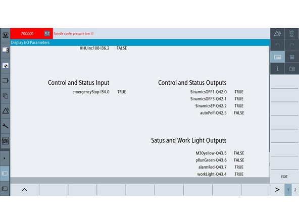 The screen on the left shows Status and Work Light outputs