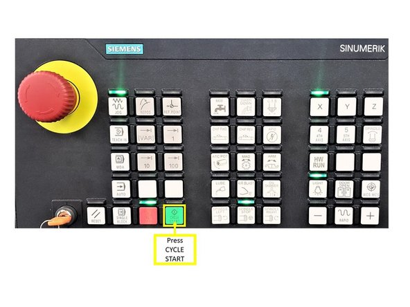 Press CYCLE START on the MCP to change the tool.