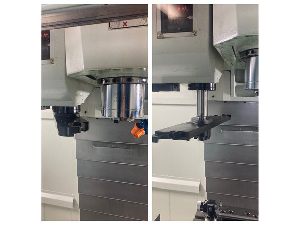 The first photo shows what is mean by the arm being in the &quot;up&quot; position (left) and &quot;down&quot; position (right.)