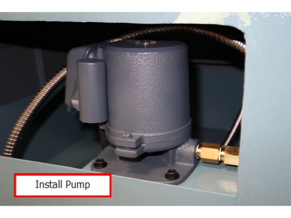 Install pump on the flange and make sure the bolts are tight.