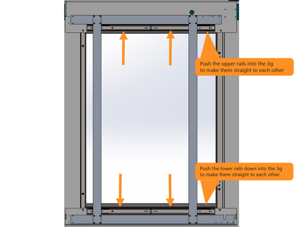 Attach the four(4) drawer rails onto the mounting plates with the rails opening away from the center of the door opening. Leave the drawer rails slightly loose at this time.  See photo 2