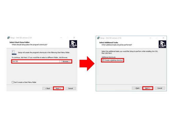 Next, the "Select Start Menu Folder" window will appear. If you choose to do so, follow the prompt to create SSI shortcuts in a specific Start Menu folder location. Click "Next >" to continue to the next step.
