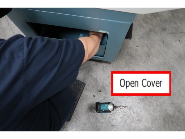 Open lower end of the lathe cabinet.