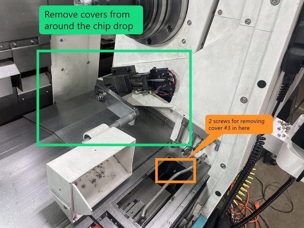 Next remove the Covers from around the Z2 Spindle assembly and from the front of the machine. Shown in Photo 2.
