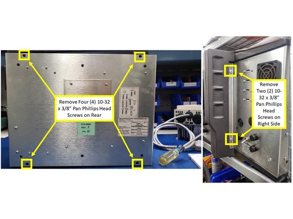 Remove four (4) 10-32 x 3/8&quot; FHCS from the pendant arm side of the SX Pendant that are securing the computer module to the LCD/enclosure.